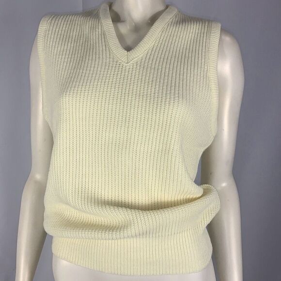 Vintage Pastel Yellow Acrylic Sweater Vest Size Small - Picture 1 of 12